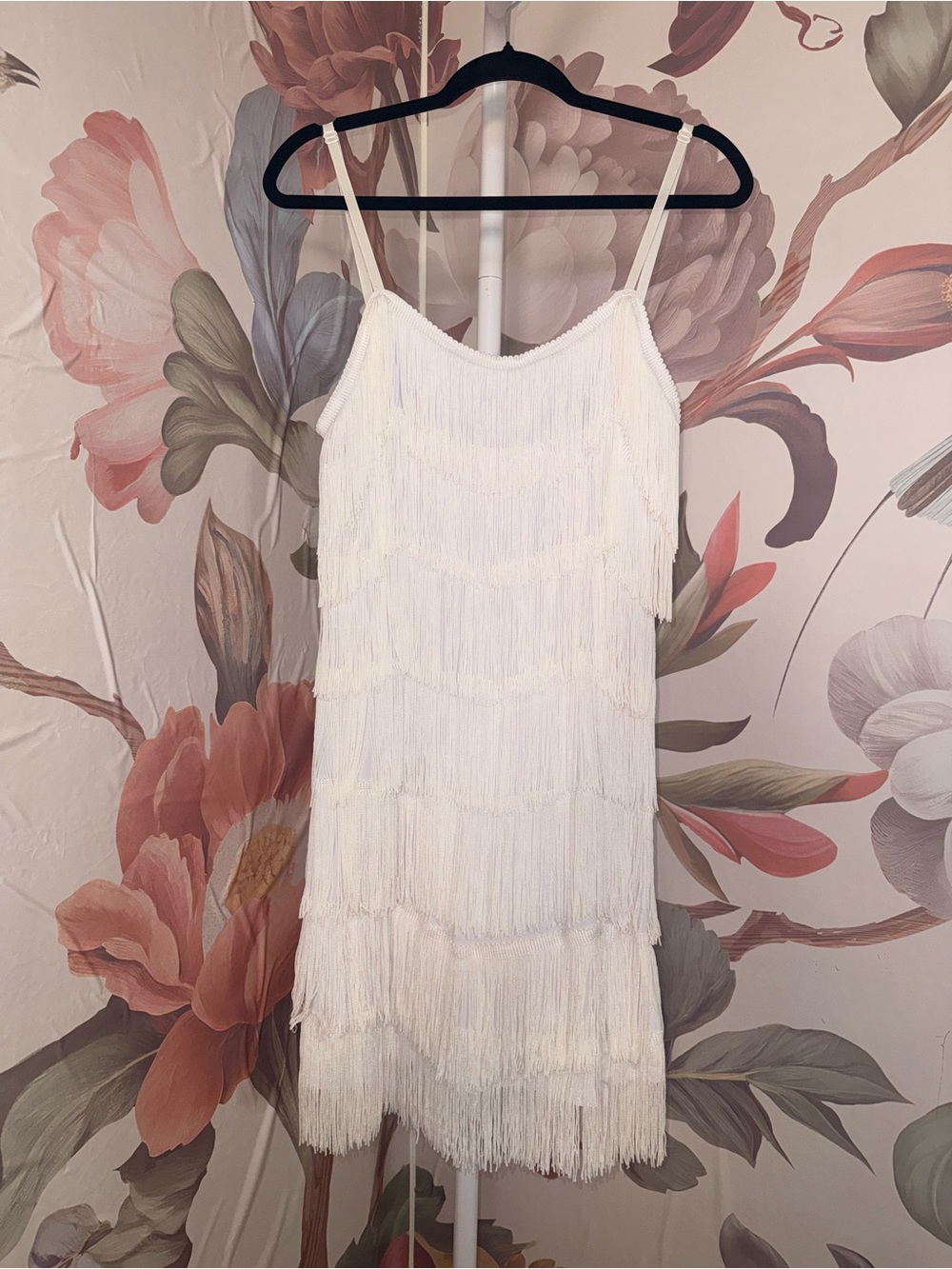 American Vintage Cheryl Creations White Fringe Mini Dress Y2K 90s - Size M